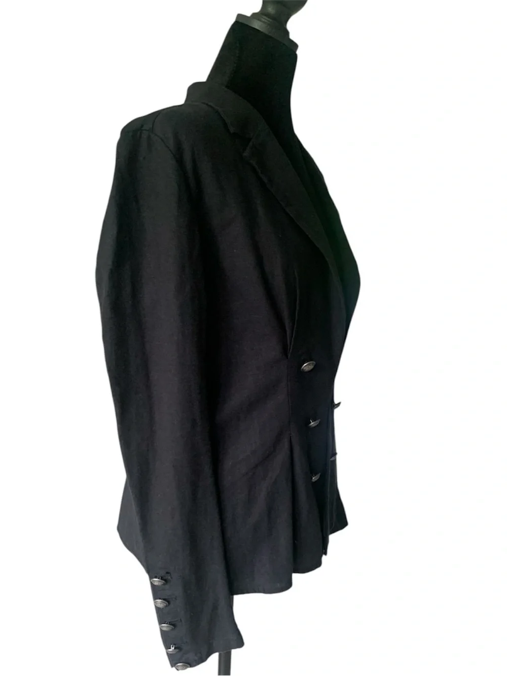 Free People Black linen blend Double-Breasted Tailored Blazer - Picture 3 of 16